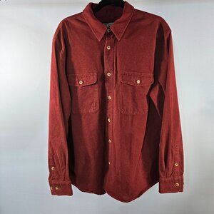 USA Midway XL Tall Men's Button-Down Heavyweight Fleece Burgandy Shirt (QQ-1)
